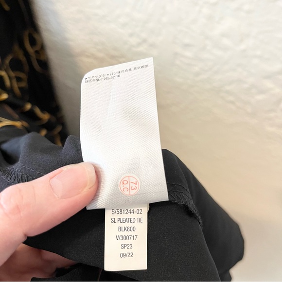 Banana Republic Dress Midi Pleated Black Horsebit Chain Print Medium M - Picture 5 of 14